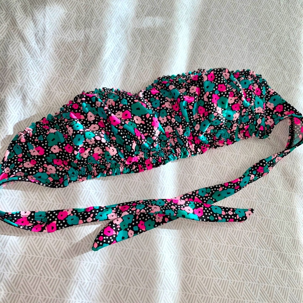 Flower-print Bandeau Bikini Top